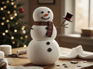 DIY Schneemann aus Socken - selbst gemachte Weihnachtsdeko