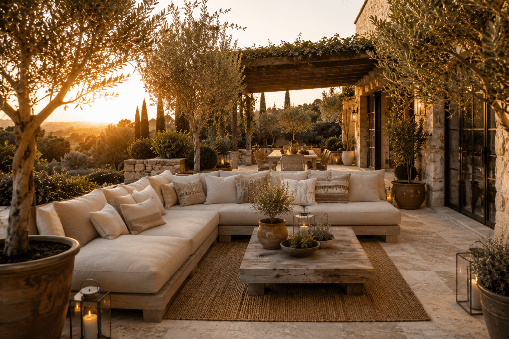 Mediterranes Outdoor-Wohnzimmer mit Toskana-Flair