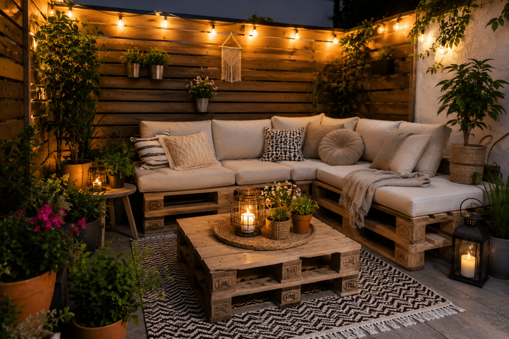 DIY Gartenlounge mit Palettenmöbeln und kleinem Budget