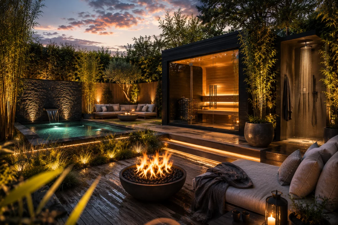 Wellness im eigenen Garten: Sauna, Außendusche & Ruhebereiche richtig planen