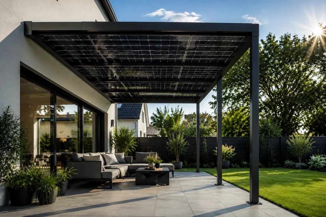 Die Terrasse als Kraftwerk: Wie moderne Überdachungen die Energiewende nach Hause bringen