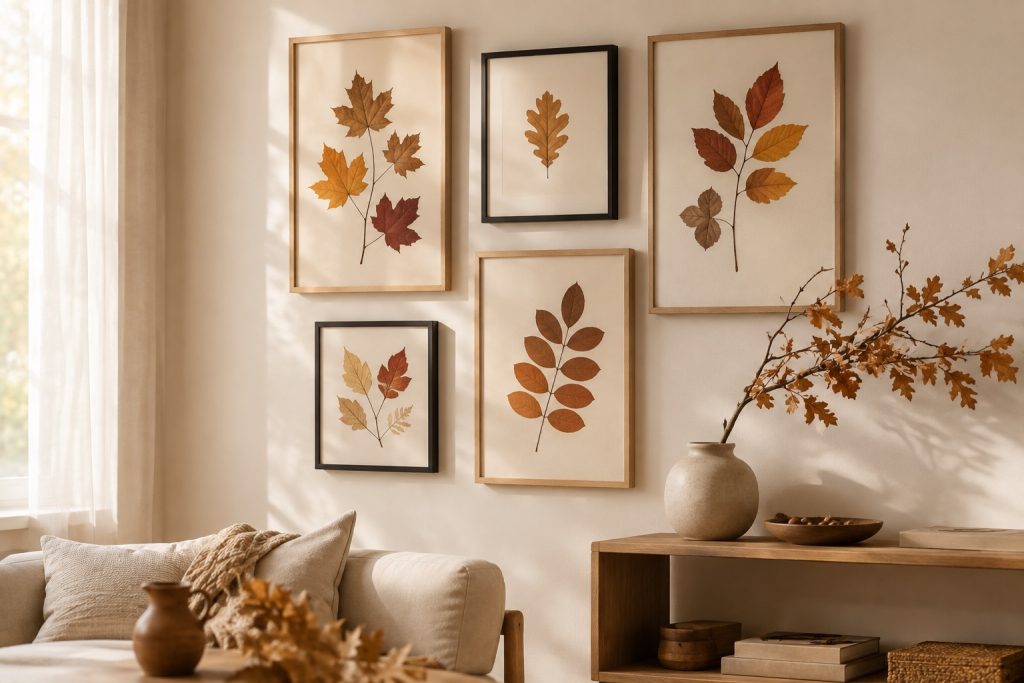 Herbst-Deko selber machen: Wandbilder mit gepressten Herbstblättern