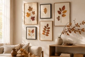 Herbst-Deko selber machen: Wandbilder mit gepressten Herbstblättern