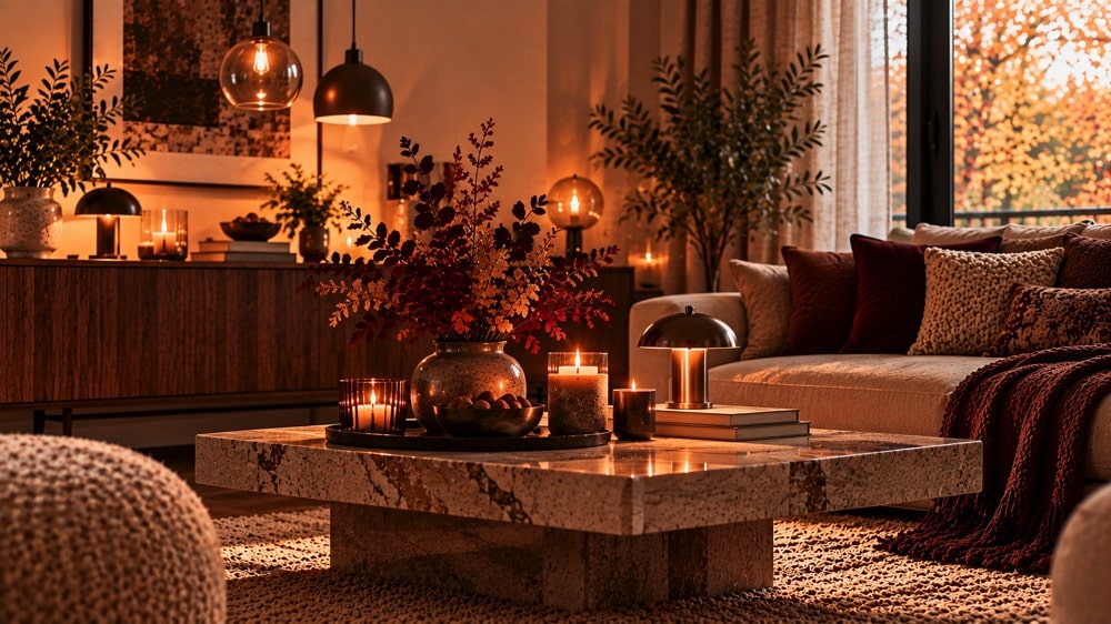 Gemütliche Lichtinseln mit mehreren kleinen Lampen